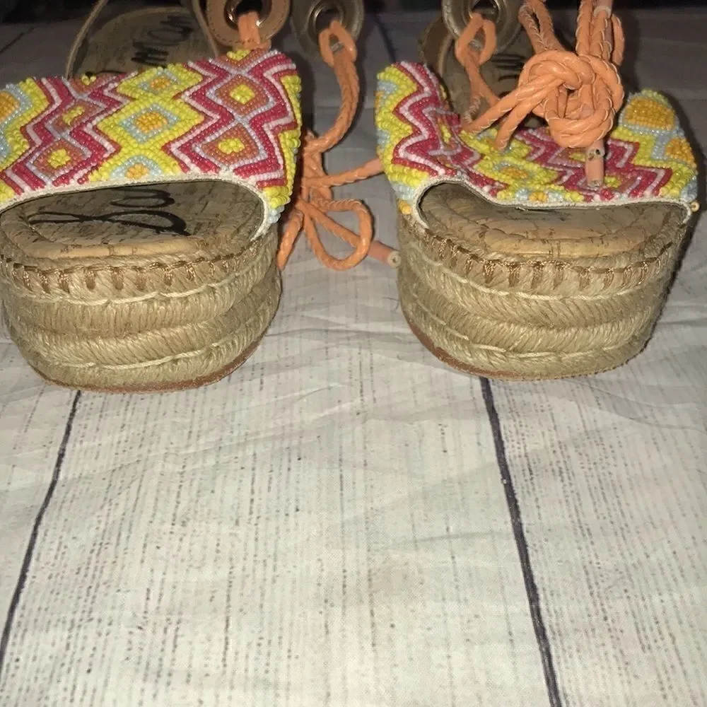 Sam Edelman Neera Espadrille Wedge Orange Boho